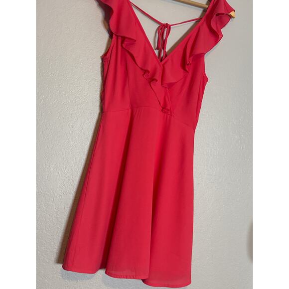 Lulus Triana Coral Pink Ruffled Backless Open Going Out Dress Womens Small Pink - Picture 3 of 12
